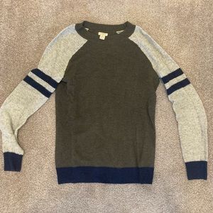 Green, gray, and navy Jcrew sweater